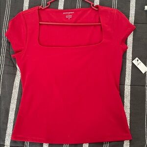Banana Republic Vibrant Red Square Neck Tee